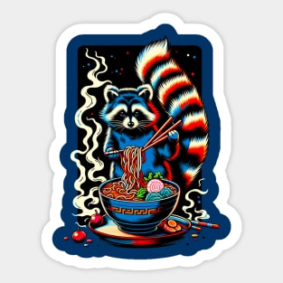 Ramen-Loving Raccoon Sticker